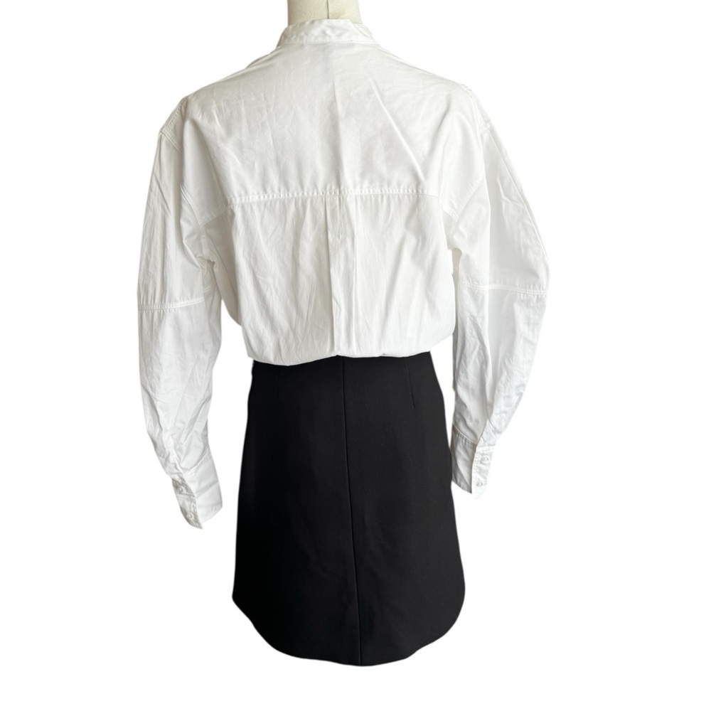 Maje Trompe L'oeil Crepe & Poplin Mini Dress White & Black 34/0/XS - Picture 9 of 13